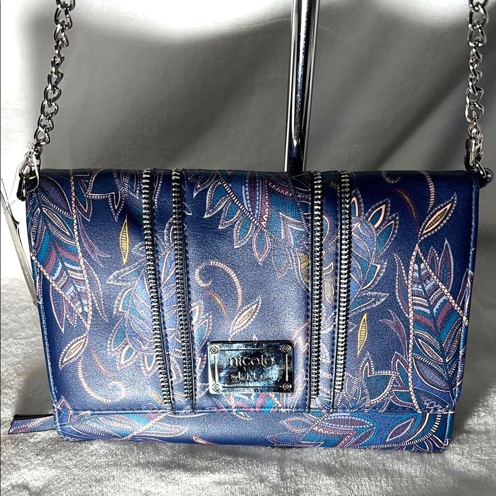 Nicole Miller Navy Floral Crossbody Bag